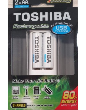 Battery charger for Toshiba rechargeable batteries AA-AAA (2 Batteries AA 2000mAH INCLUDED)
